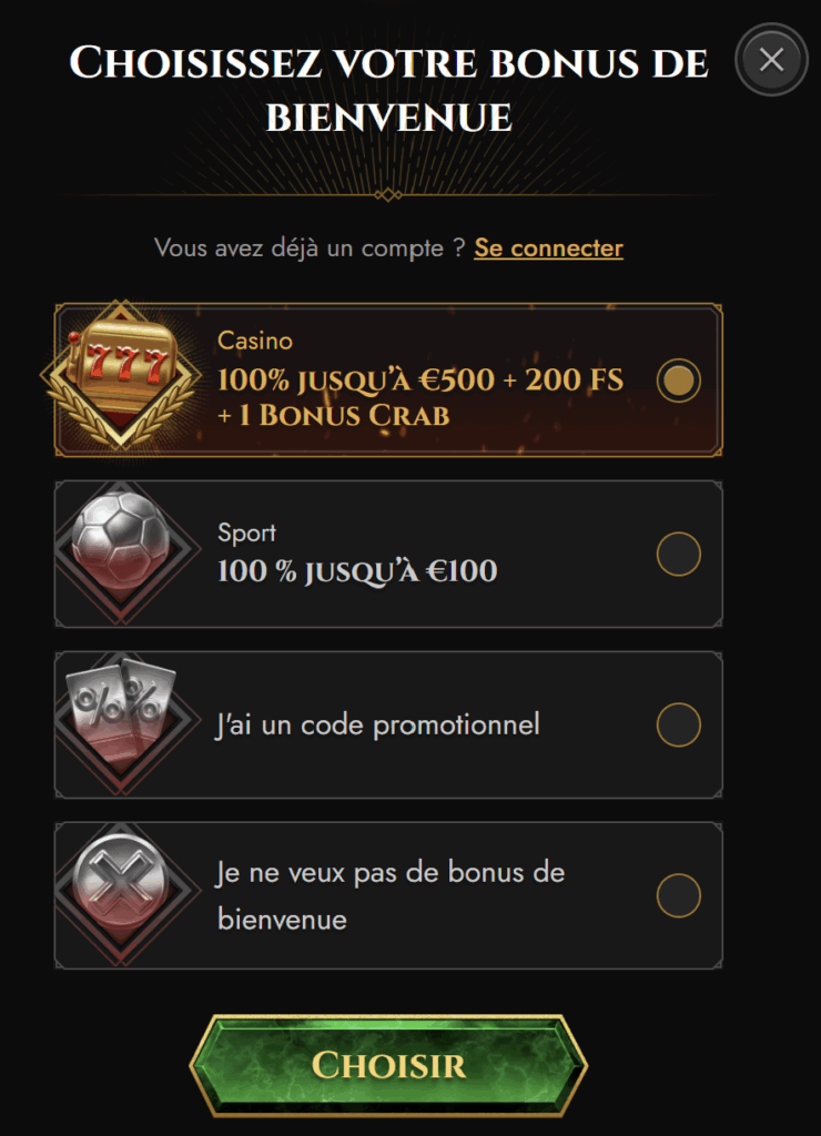 Aperçu du processus d'inscription de Legiano Casino
